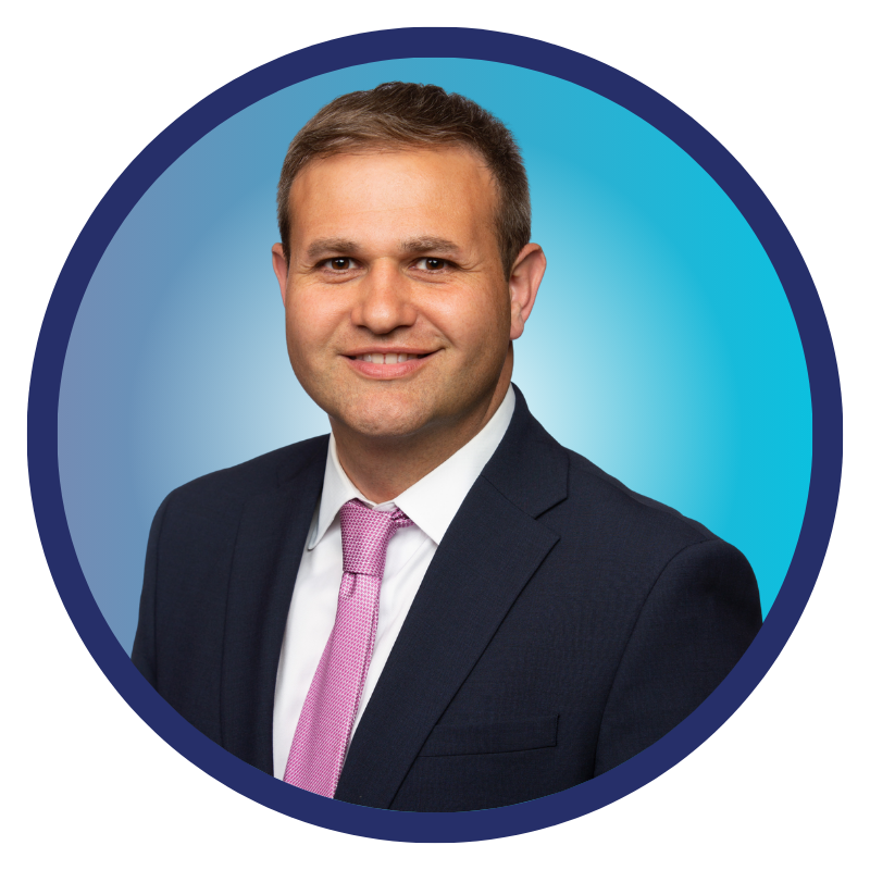 Joe Ellickson, CEO Omni~View - headshot with blue circle background - About Us