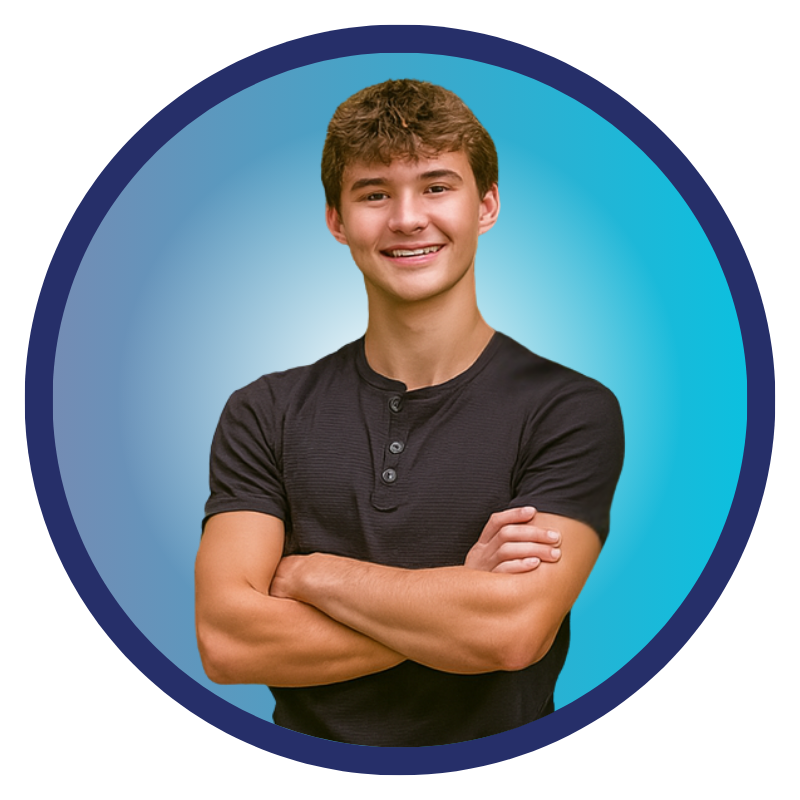 Tristen Barton Customer Success omni~view headshot - blue circle background color - about us page