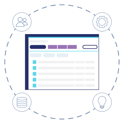 omni~view interface with 4 icons - stylized - product page