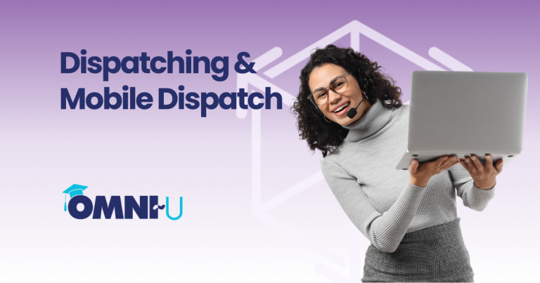 Dispatching & Mobile Dispatch Omni~U woman with headset and computer, smiling
