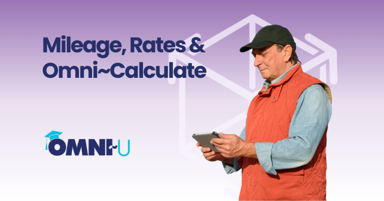 Mileage, Rates & Omni~Calculate Omni U Man in orange vest and baseball cap with tablet