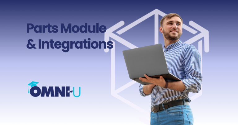 Parts Module & Integrations Omni U Man with laptop