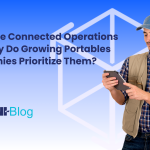 What Are Connected Operations and Why Do Growing Portables Companies Prioritize Them? Omni~View Blog Man on iPad blue background Omni~View Software icon logo